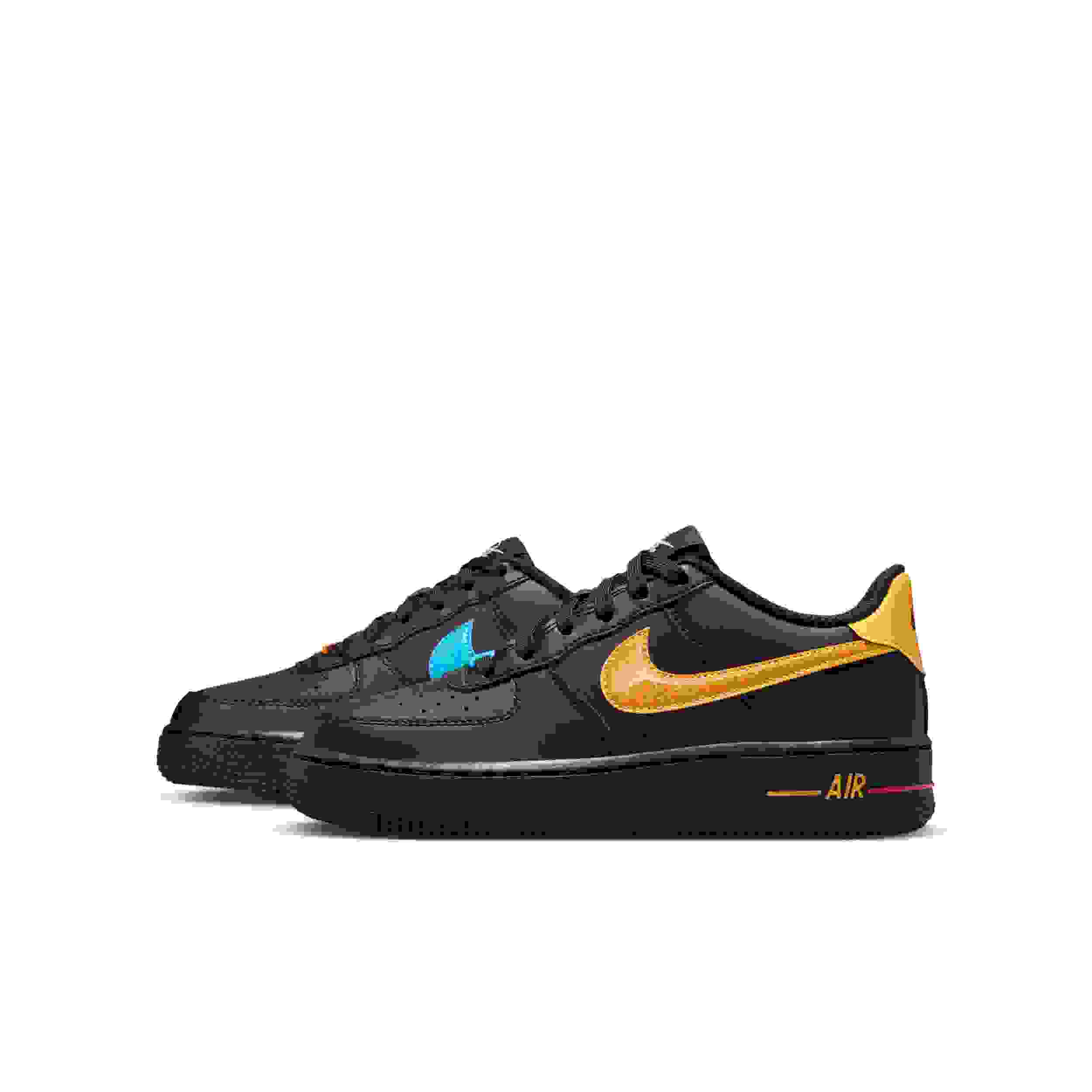 Nike Air Force 1 Grade School Boys' "Black/Laser Orange/Picante Red/Action Grape" Shoe